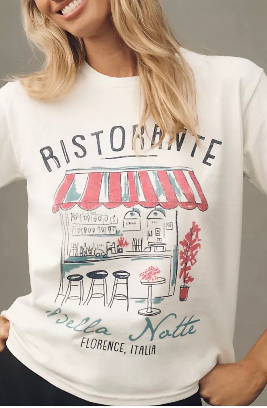 Anthropologie Ristorante Bella Notte Crewneck Graphic Tee Small